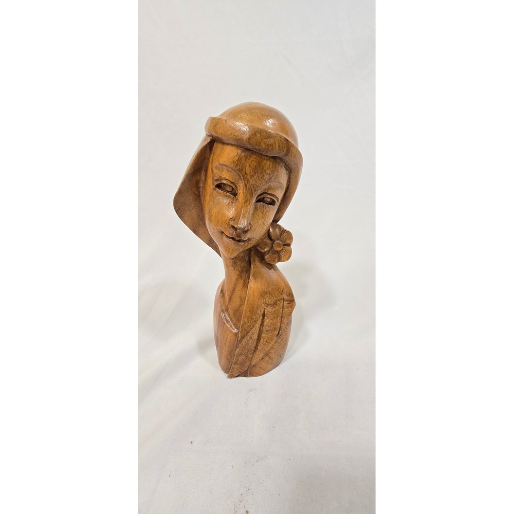 Vtg‎ 50s mid century modern art deco hawaiian wood hand carved female sculpture